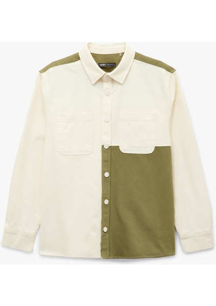 Regular Fit Renk Kontrastlı Pamuklu Gabardin Uzun Kollu Klasik Yaka Gömlek modelleri