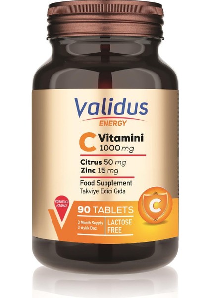 Vitamin C 1000 Mg + Citrus + Zinc 90 Tablets