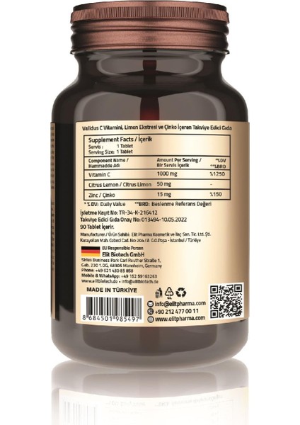 Vitamin C 1000 Mg + Citrus + Zinc 90 Tablets fiyatları