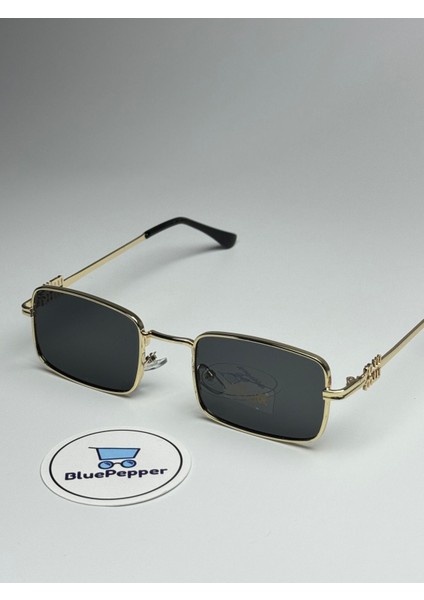 Mıux V7 Siyah Güneş Gözlüğü Dikdörtgen Gold Çerçeve 51 Ekartman modelleri