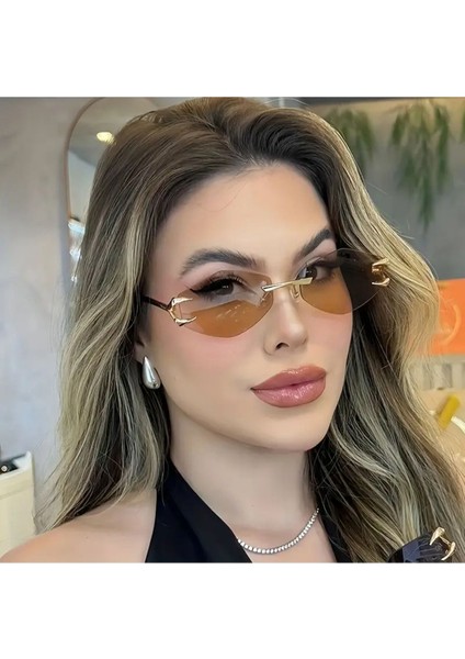Cartyy V6 Kahve Güneş Gözlüğü Gold Çerçeve 55-18-139 Ekartman