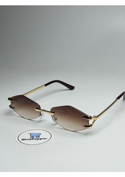 Cartyy V6 Kahve Güneş Gözlüğü Gold Çerçeve 55-18-139 Ekartman modelleri
