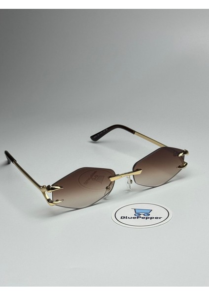 Cartyy V6 Kahve Güneş Gözlüğü Gold Çerçeve 55-18-139 Ekartman fırsatları