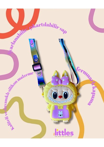 Kız Çocuk Labubu Model Çıkartılabilir Askılı Kahverengi Tek Gözlü Silikon Yan Çapraz Çanta indirimleri