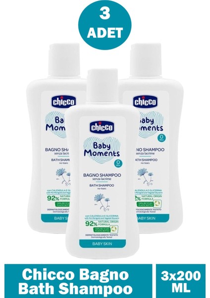 Asfstore Chicco Bagno Bath Shampoo 200 ml 3 Adet