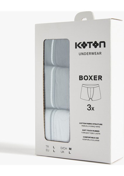 Pamuklu Çizgili Lastik Detaylı 3'lü Boxer Seti fiyatları