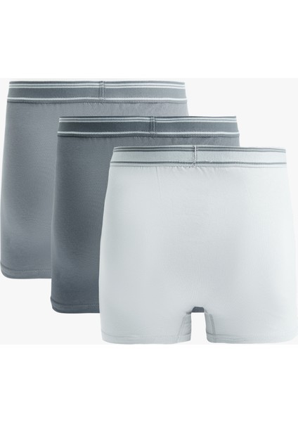 Pamuklu Çizgili Lastik Detaylı 3'lü Boxer Seti modelleri