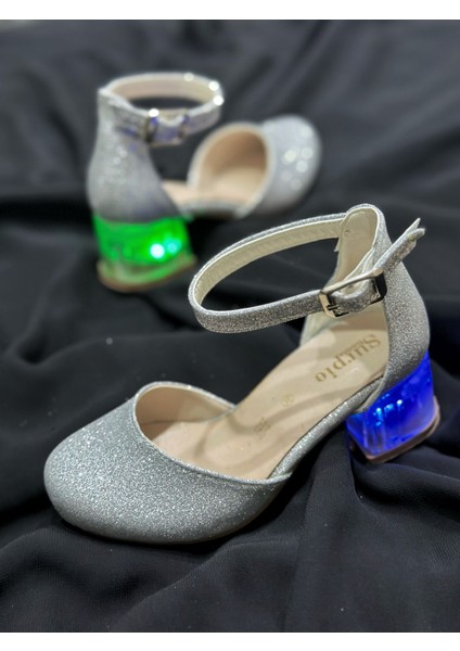 Işıklı Çocuk Topuklu Ayakkabı, Çocuk Topuklu Ayakkabı, Çocuk Abiye Ayakkabı