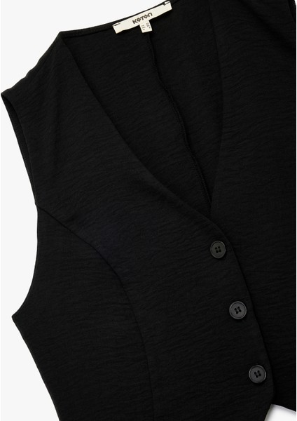 Aerobin Kumaş V Yaka Düğmeli Blazer Yelek modelleri