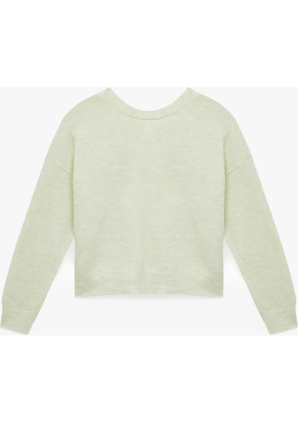 Uzun Kollu Bisiklet Yaka Arkası Fiyonk Detaylı Triko Kazak