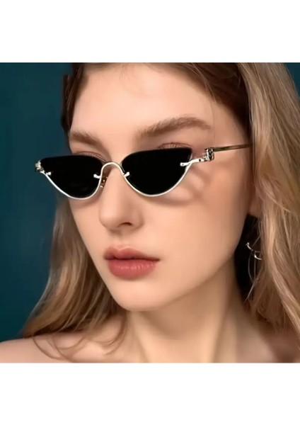 Gupp Siyah Güneş Gözlüğü Cateye Gümüş Çerçeve 52 Ekartman fiyatları