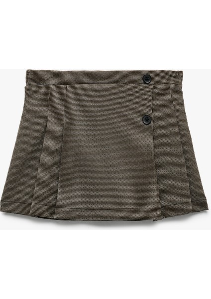 Düğme Detaylı A Kesim Pileli Etek