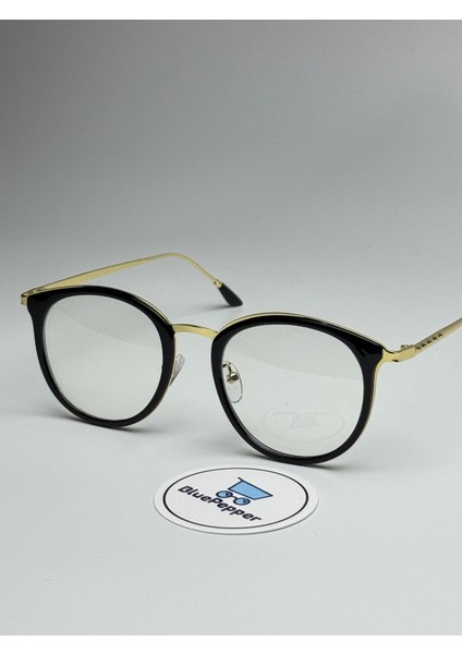 Panthera Siyah Mavi Işık Korumalı Gözlük Yuvarlak Metal Çerçeve 50-15-140 Ekartman modelleri