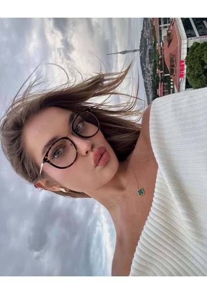 Panthera Leopar Mavi Işık Korumalı Gözlük Yuvarlak Metal Çerçeve 50-15-140 Ekartman