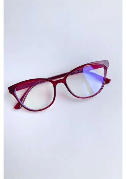 Cateye Mavi Işık Korumalı Bordo Ekran Gözlüğü Kadın Optik Uyumlu Camları Değişebilir