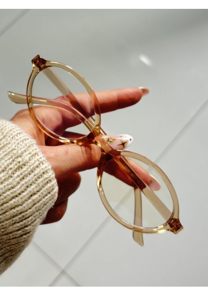 Mıux Nude Oval Çerçeve Mavi Işık Korumalı Ekran Gözlüğü, Optik Uyumlu, Camları Değişebilir