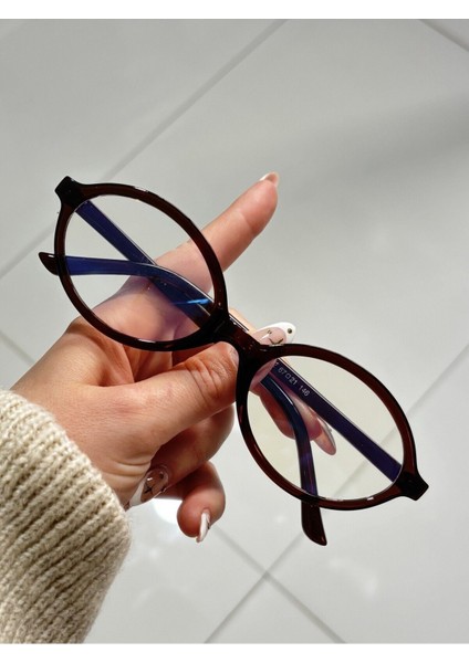 Mıux Kahve Oval Çerçeve Mavi Işık Korumalı Ekran Gözlüğü, Optik Uyumlu, Camları Değişebilir modelleri