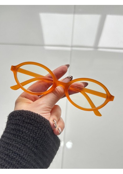 Mıux Orange Oval Çerçeve Mavi Işık Korumalı Ekran Gözlüğü, Optik Uyumlu, Camları Değişebilir