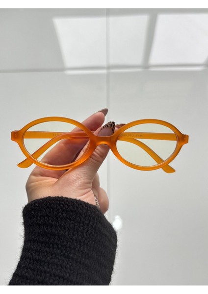 Mıux Orange Oval Çerçeve Mavi Işık Korumalı Ekran Gözlüğü, Optik Uyumlu, Camları Değişebilir modelleri