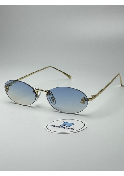 Fendyy Mavi Güneş Gözlüğü Oval Çerçeve Mavi Cam Renkli 52 Ekartman