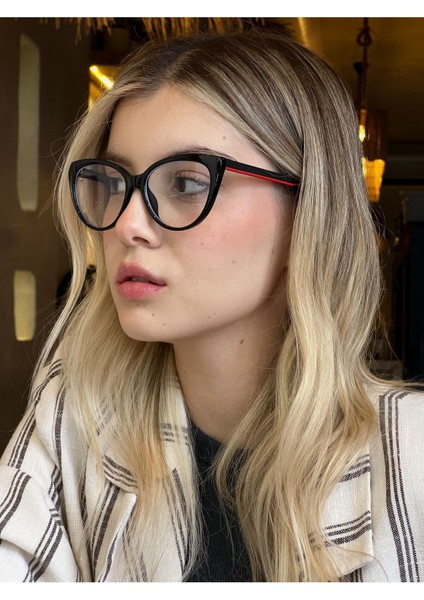 Sydyney Siyah Cateye Mavi Işık Filtreli Gözlük Blueblock Kedi Gözü, Optik Uyumlu Camları Değişebilir modelleri