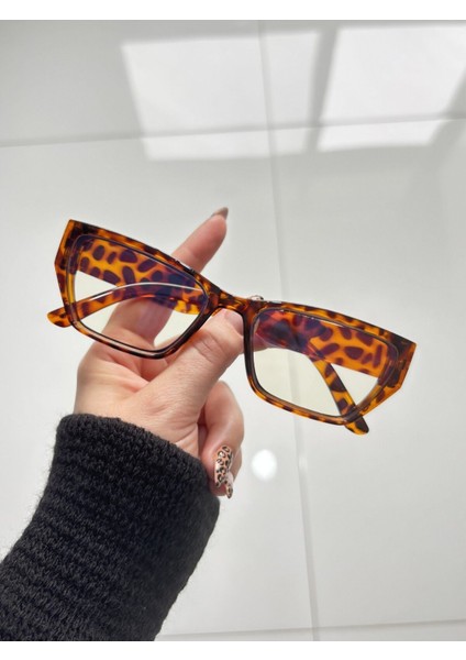 Pradix Leopard Mavi Işık Filtreli Ekran Gözlüğü Cateye Unisex Optik Uyumlu Camları Değişebilir