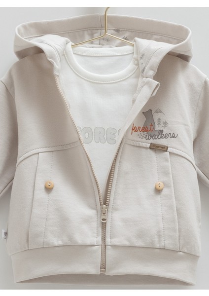 Bebek 3'lü Mevsimlik Takım Kapüşonlu Sweatshirt + Body + Pantolon (3-18 Ay) modelleri