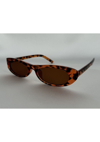 Retro Leopar Güneş Gözlüğü, Oval, Kahve Cam Renkli indirimleri