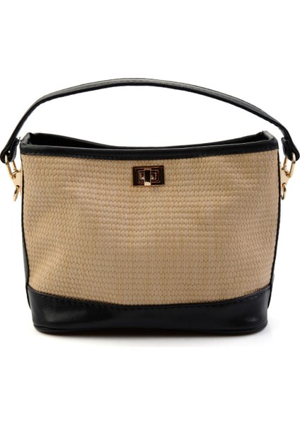 Bej Siyah Kadın El Çantası C06569000128
