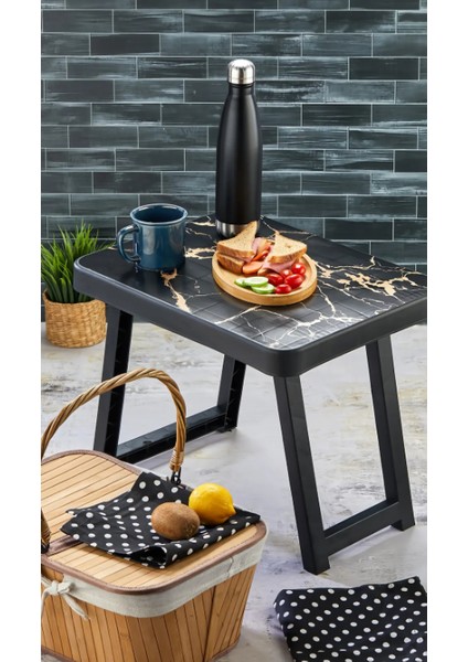 2 ADET Katlanır Sehpa Kamp ve Piknik Masası 40X50 H38 Sert Plastik T4