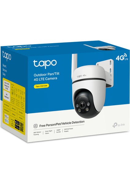Tapo C501GW | 4g Lte Dış Mekan Güvenlik Kamerası | 360° Görüntüleme | 1080P Full Hd | Renkli Gece Görüşü | IP66 | Aı Algılama | Alarm | Poe Desteği | Microsd & Bulut Destekli modelleri