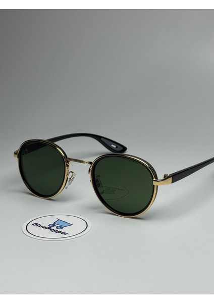 Rayven Siyah Güneş Gözlüğü Yuvarlak Gold Çerçeve 55-18-140 Ekartman