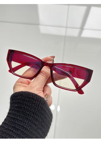Pradix Bordo Mavi Işık Filtreli Ekran Gözlüğü Cateye Unisex Optik Uyumlu Camları Değişebilir modelleri