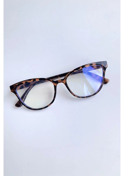 Cateye Mavi Işık Korumalı Leopar Ekran Gözlüğü Kadın Optik Uyumlu Camları Değişebilir