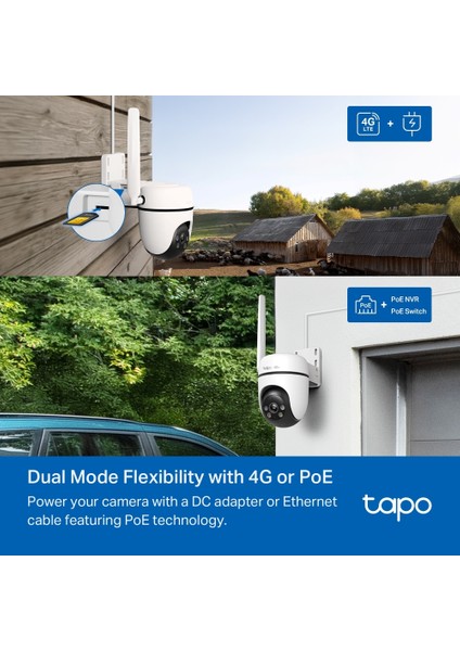 Tapo C501GW | 4g Lte Dış Mekan Güvenlik Kamerası | 360° Görüntüleme | 1080P Full Hd | Renkli Gece Görüşü | IP66 | Aı Algılama | Alarm | Poe Desteği | Microsd & Bulut Destekli