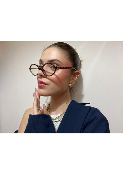 Miux Leopard Oval Çerçeve Mavi Işık Korumalı Ekran Gözlüğü Optik Uyumlu Camları Değişebilir fiyatları