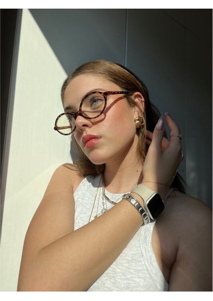 Miux Leopard Oval Çerçeve Mavi Işık Korumalı Ekran Gözlüğü Optik Uyumlu Camları Değişebilir modelleri