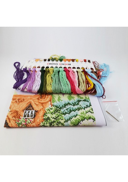 Goblen Etamin İşleme Seti 40 x 50 cm Karlı Dağ ve Yeşil Yaylalar Deseni modelleri