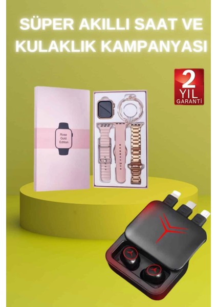 Powerbank Özellikli Bluetooth Kulaklık ve Nabız Ölçer Akıllı Saat Bileklik Hediyeli