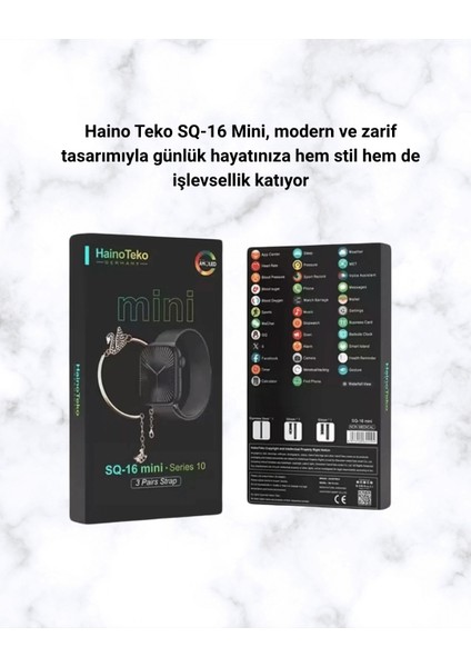 Sq-16 Mini Series 10 Akıllı Saat | Şık ve Hafif Tasarım, 3 Kordon Seçeneği indirimleri