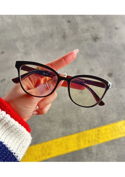 Talya Cateye Kahverengi Mavi Işık Filtreli Ekran Gözlüğü Optik Uyumlu Camları Değişebilir