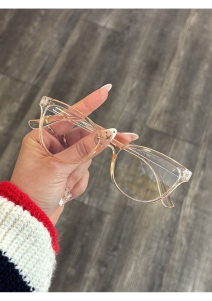 Talya Cateye Nude Mavi Işık Filtreli Ekran Gözlüğü Optik Uyumlu Camları Değişebilir