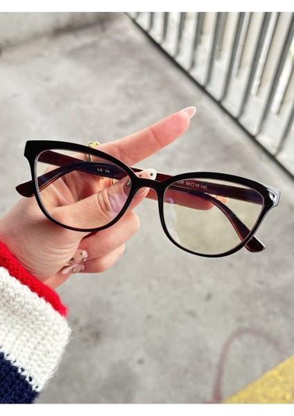 Talya Cateye Kahverengi Mavi Işık Filtreli Ekran Gözlüğü Optik Uyumlu Camları Değişebilir indirimleri