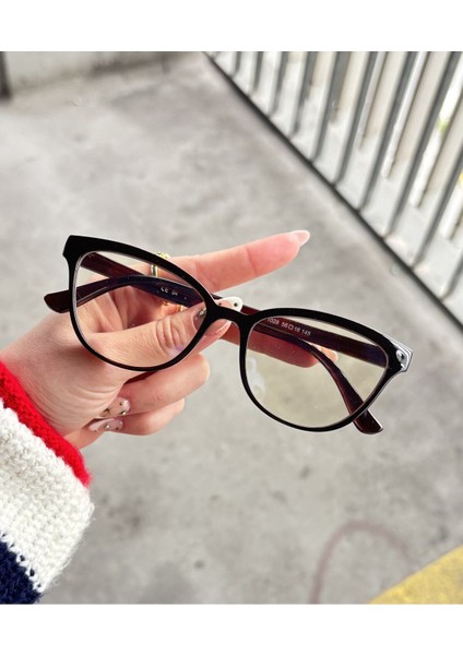 Talya Cateye Kahverengi Mavi Işık Filtreli Ekran Gözlüğü Optik Uyumlu Camları Değişebilir