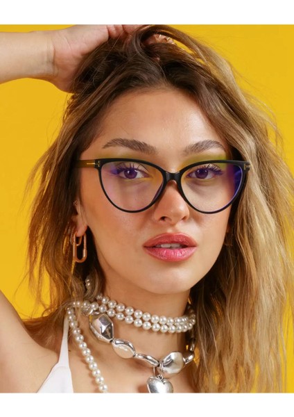 Talia Metal Detaylı Cateye Mavi Işık Filtreli Ekran Gözlüğü Optik Uyumlu Camları Değişebilir