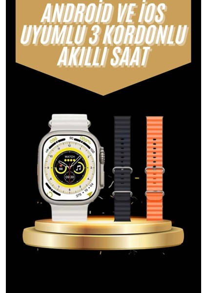 Yeni Nesil 3 Kordonlu Kol Saati 49 mm Amoled Ekran Akıllı Saat