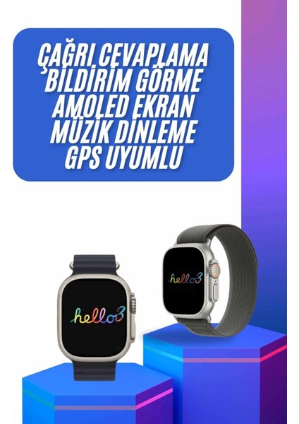 Yeni Nesil 3 Kordonlu Kol Saati 49 mm Amoled Ekran Akıllı Saat fiyatları