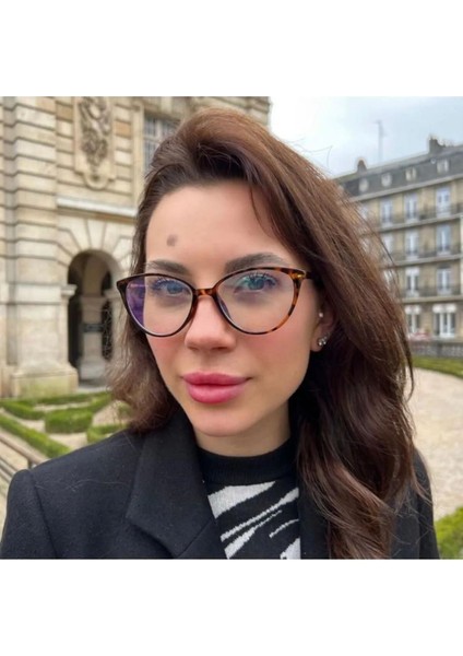 Leopar Cateye Mavi Işık Filtreli Ekran Gözlüğü Optik Uyumlu Camları Değişebilir