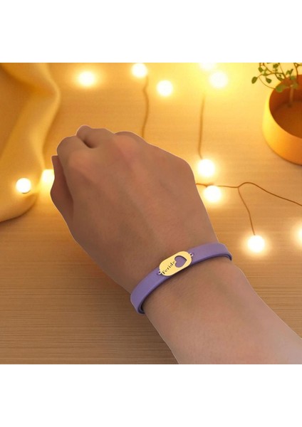 14 Ayar Plakalı Altın Feride Ismine Özel Kalp Motifli Hakiki Mor Derili Hediye BILEKLIK-558ISIM