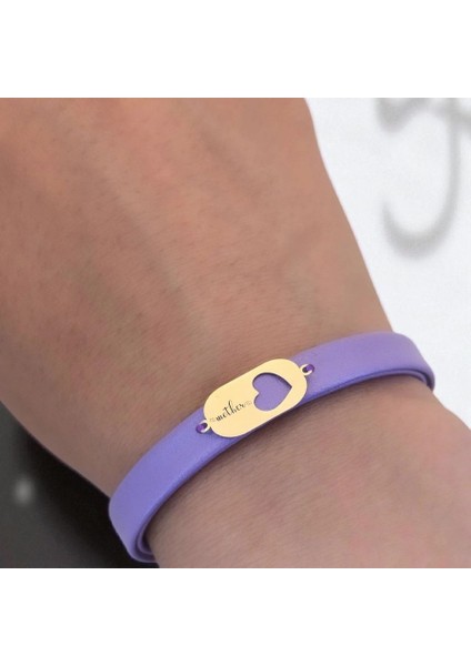 14 Ayar Altın Plakalı Anne Temalı Hakiki Mor Derili Kalp Motifli Hediye BILEKLIK-558SEMBOL fırsatları